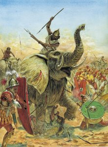 Deuxième guerre punique : la bataille de Zama (202 av. J.-C.) les éléphants carthaginois - Giuseppe Rava