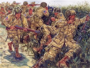 Seconde Guerre mondiale : 101e division aéroportée (101e division aéroportée américaine) surnommée Screaming Eagles - Illustration de Giuseppe Rava