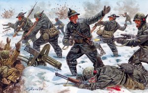 Seconde Guerre mondiale, Front russe : chasseurs alpins italiens en Russie en janvier 1943