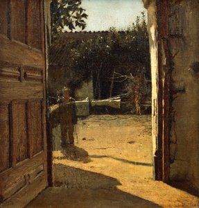 Cour intérieure ensoleillée, intérieur de maison de campagne