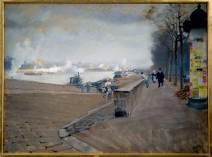 La Seine à Paris. Peinture de Giuseppe Nittis (1846-1884)