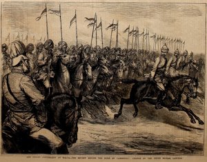 Notre contingent indien à Malte, la revue devant le duc de Cambridge, la charge des Ninth Bengal Lancers.