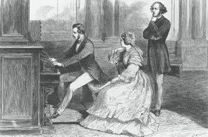 Le prince Albert de Saxe jouant devant la reine Victoria et Felix Mendelssohn Bartholdy (1809-1847), gravure - Godefroy Durand