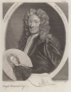 Sir Christopher Wren, architecte anglais, et Hugh Howard, artiste et collectionneur anglais (gravure)