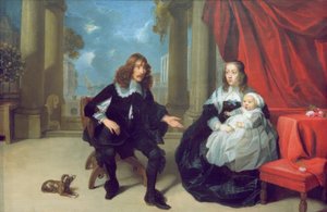 Une famille sur la terrasse - Gonzales Coques