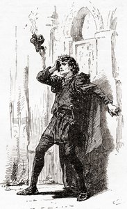 Scène de la pièce de William Shakespeare, Hamlet, Acte I, Scène 5, de Les Œuvres de William Shakespeare, publié en 1896