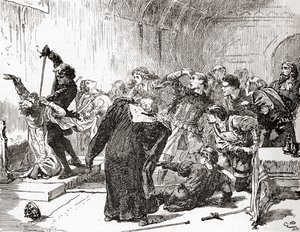 Scène de la pièce de William Shakespeare, Hamlet, Acte V, Scène 2, de Les Œuvres de William Shakespeare, publié en 1896