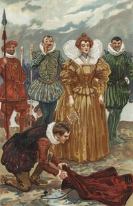 Sir Walter Raleigh offrant son manteau à la reine Elizabeth I