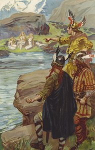 Ils virent sur le bord du lac, trois jeunes filles assises et filant du lin - Gordon Frederick Browne