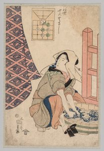 Femme assise lavant des vêtements dans une cuve en bois, 1786-1864