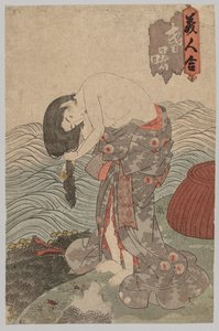 Femme Plongeuse se Peignant les Cheveux, 1786-1864 - Gototei Kunisada