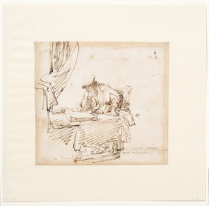 Érudit assis à une table sur laquelle repose un grand livre - Govaert (attr. to) Flinck