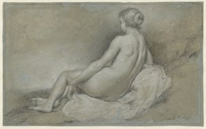 Femme nue assise, vue de dos