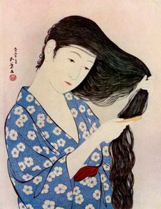 Une femme japonaise se peignant les cheveux, 1920 1930