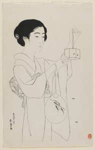 Femme Tenant une Cage à Lucioles, ère Taisho, juillet 1920