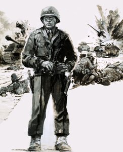 Général George C. Patton (gouache sur papier)