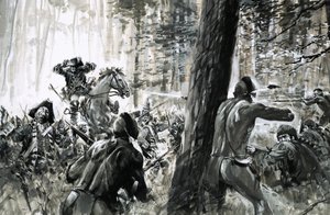 En 1765, le général Edward Braddock tombe dans une embuscade tendue par des soldats français et de féroces Indiens canadiens - Graham Coton