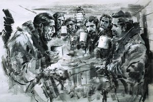 Roald Amundsen et ses compagnons fêtent Noël