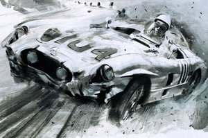 Stirling Moss (gouache sur papier) - Graham Coton