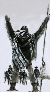 Indien non identifié debout devant des cavaliers américains - Graham Coton
