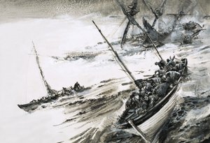 Naufrage non identifié avec des canots de sauvetage s