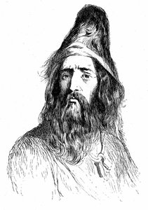 Portrait de Robinson Crusoé après 11 ans sur son île déserte - illustration de Grandville pour le roman de Daniel De Foe (Defoe) - édition Garnier 1869 p 138