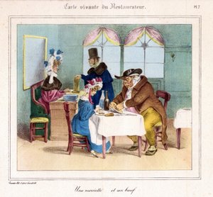 La carte vivante du restaurant : Un faible et un bœuf. 1831-32 (lithographie)
