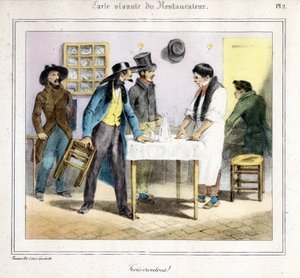 La carte vivante du restaurateur : Trois croûtons ! 1831-32 - Grandville