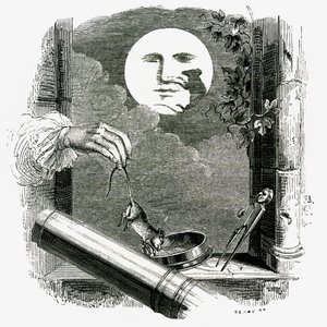Un animal dans la lune : fable de La Fontaine illustrée par Grandville.