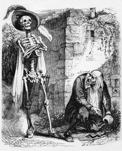 Fable de La Fontaine : La Mort et le bûcheron, gravure de J.J. Grandville, vers 1838-40 - Grandville (1803 47)