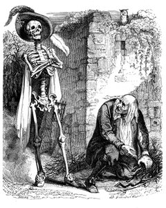 La Mort et le bûcheron : fable de La Fontaine illustrée par Grandville. - Grandville (1803 47)
