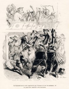 Le carnaval des chevaux. Vignettes illustrées par JJ Granville. Gravure signée Tamisier dans la partie intitulée "Voyage d