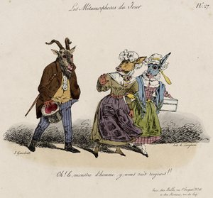 Les Métamorphoses du Jour, No. 27 (lithographie coloriée à la main) - Grandville