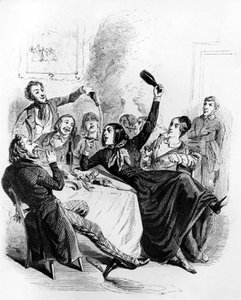 Déjeuner de garçons et filles : hommes et femmes buvant de l