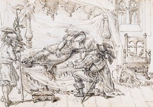 La Belle au bois dormant, illustration pour le conte de fées de Charles Perrault (1628-1703), gravure de Grandville (1803-1847) - Grandville