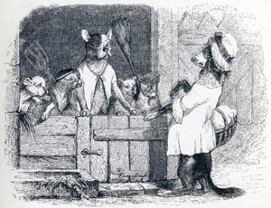 Le pou et ses deux compagnons - Fables de La Fontaine - Grandville
