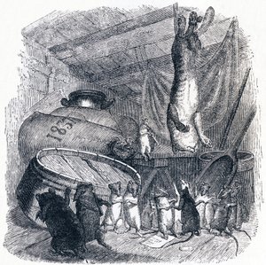 Le chat et un vieux rat - Fables de La Fontaine - Grandville