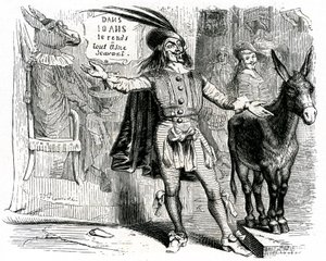 Le charlatan : fable de La Fontaine illustrée par Grandville. Édition Garnier 1860. Ce skipper rend difficile de faire de chaque âne un scientifique - Grandville (1803 47)