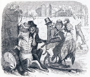 Le renard et les raisins - Fables de La Fontaine - Grandville