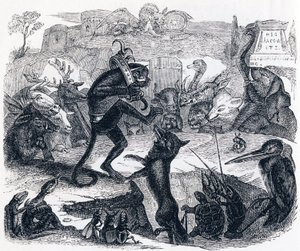 Le renard, le singe et les animaux - Fables de La Fontaine - Grandville