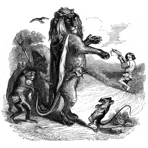 Le lion et le rat : fable de La Fontaine illustrée par Grandville - Grandville (1803 47)
