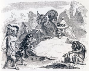 Le lion, le loup et le renard - Fables de La Fontaine - Grandville