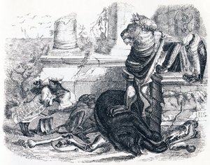 La cour du lion - Fables de La Fontaine - Grandville