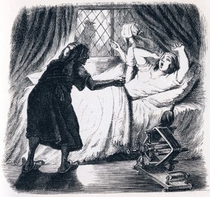 La vieille et les deux servantes - Fables de La Fontaine - Grandville