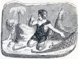 Le pâtre et le lion - Fables de La Fontaine - Grandville