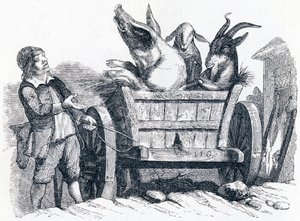 Le cochon, la chèvre et le mouton - Fables de La Fontaine - Grandville