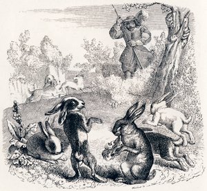Les lapins - Fables de La Fontaine - Grandville