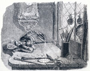 Le serpent et la lime - Fables de La Fontaine - Grandville