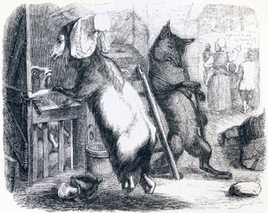 Le loup, la chèvre et le chevreau - Fables de La Fontaine - Grandville