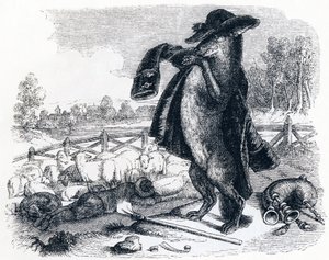 Le loup devenu berger - Fables de La Fontaine - Grandville